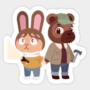 Alison and Mike - Rabbit and Bear Portrait Sticker